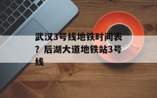 武汉3号线地铁时间表？后湖大道地铁站3号线
