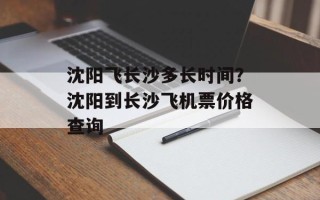 沈阳飞长沙多长时间？沈阳到长沙飞机票价格查询