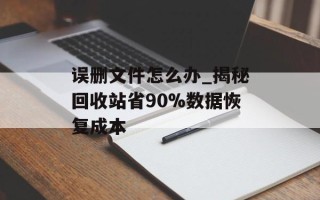 误删文件怎么办_揭秘回收站省90%数据恢复成本