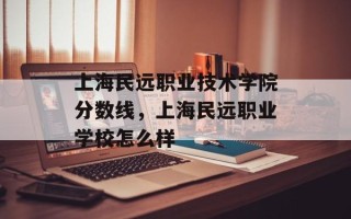 上海民远职业技术学院分数线，上海民远职业学校怎么样
