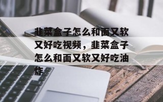 韭菜盒子怎么和面又软又好吃视频，韭菜盒子怎么和面又软又好吃油炸