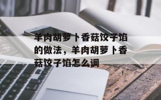 羊肉胡萝卜香菇饺子馅的做法，羊肉胡萝卜香菇饺子馅怎么调