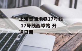 上海青浦地铁17号线 17号线西岑站 开通日期