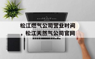 松江燃气公司营业时间，松江天然气公司官网