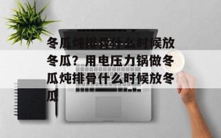 冬瓜炖排骨什么时候放冬瓜？用电压力锅做冬瓜炖排骨什么时候放冬瓜