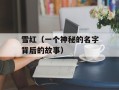 雪红（一个神秘的名字背后的故事）