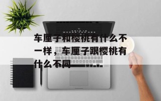 车厘子和樱桃有什么不一样，车厘子跟樱桃有什么不同