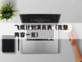 飞鹰计划演员表（完整阵容一览）