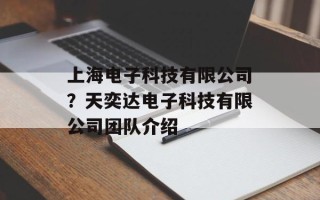 上海电子科技有限公司？天奕达电子科技有限公司团队介绍