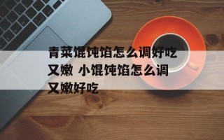 青菜馄饨馅怎么调好吃又嫩 小馄饨馅怎么调又嫩好吃